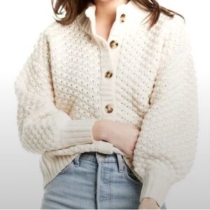 Madewell Surrey Bobble Popcorn Chunky Drop Shoulder Cropped Cardigan Sweater XS